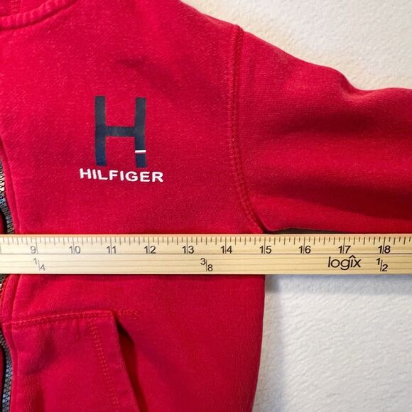 Tommy Hilfiger Red Zip Jacket Youth Size 6 H Logo Long Sleeves Zippered Hoodie - Picture 9 of 11